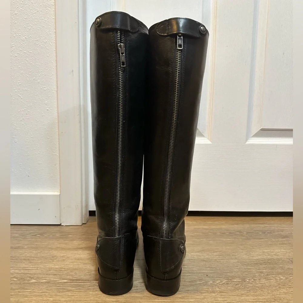 Frye Melissa Back Zip Riding Boots in Black